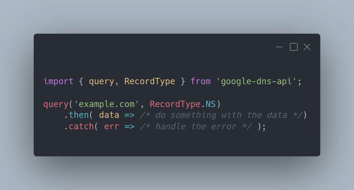 Using the library to query the NS records of example.com